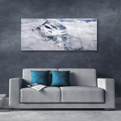 Image sur verre Tableau Montagne brouillard paysage gris blanc