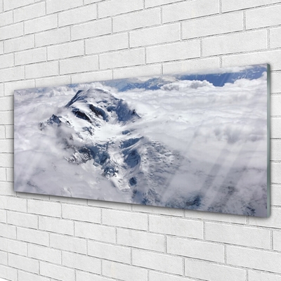 Image sur verre Tableau Montagne brouillard paysage gris blanc