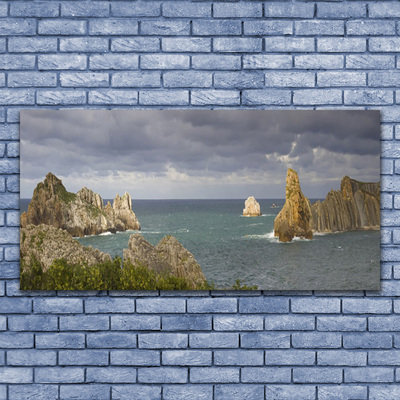 Image sur verre Tableau Mer rochers paysage gris bleu vert