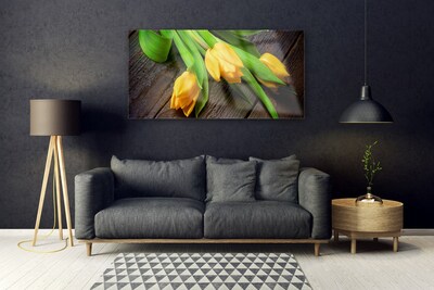 Image sur verre Tableau Tulipes floral jaune vert