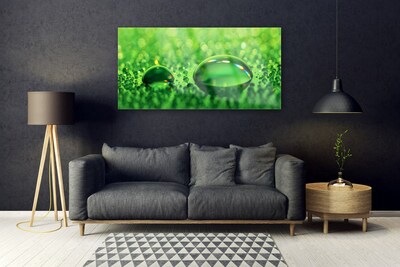 Image sur verre Tableau Gouttes d'eau art vert