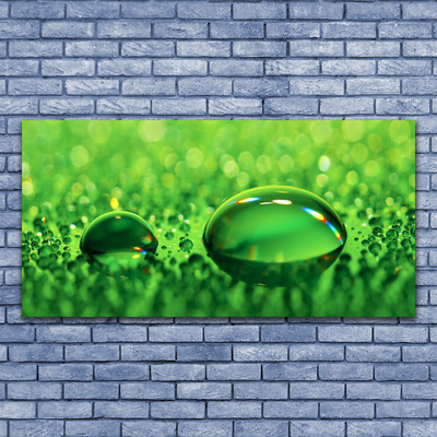 Image sur verre Tableau Gouttes d'eau art vert