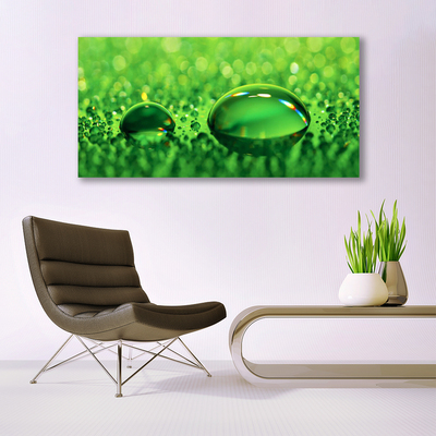 Image sur verre Tableau Gouttes d'eau art vert