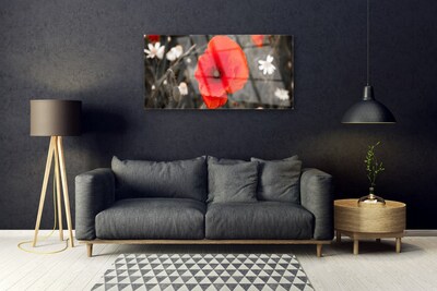 Image sur verre Tableau Fleur floral rouge gris