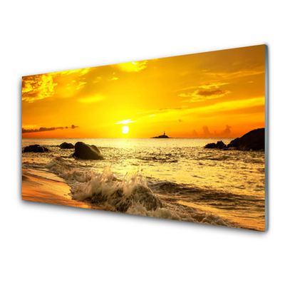 Image sur verre Tableau Mer plage paysage vert