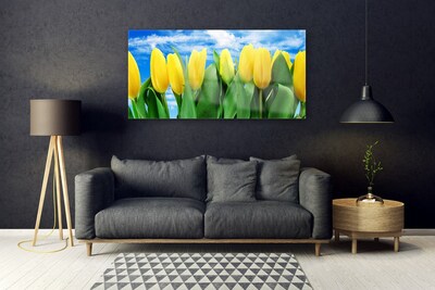 Image sur verre Tableau Tulipes floral vert