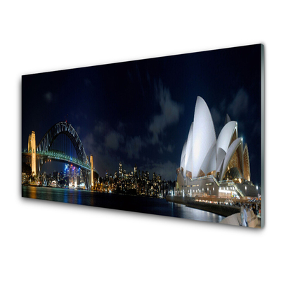 Image sur verre Tableau Sydney pont ville architecture blanc bleu noir