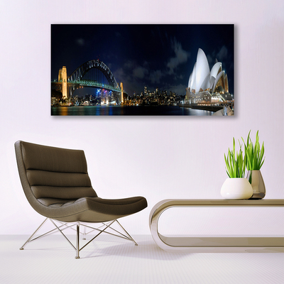 Image sur verre Tableau Sydney pont ville architecture blanc bleu noir