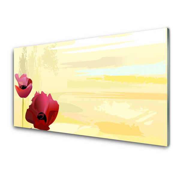 Image sur verre Tableau Fleurs floral rouge vert