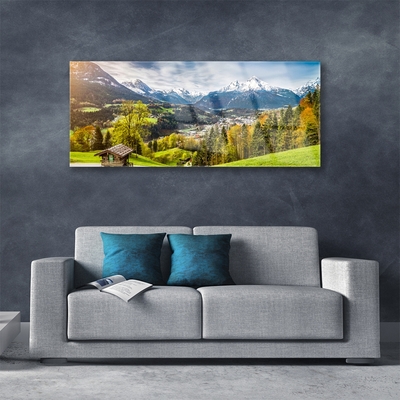 Image sur verre Tableau Alpes paysage vert bleu