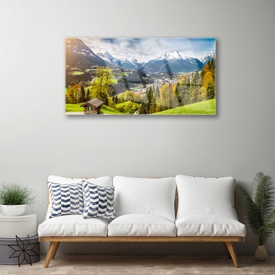 Image sur verre Tableau Alpes paysage vert bleu