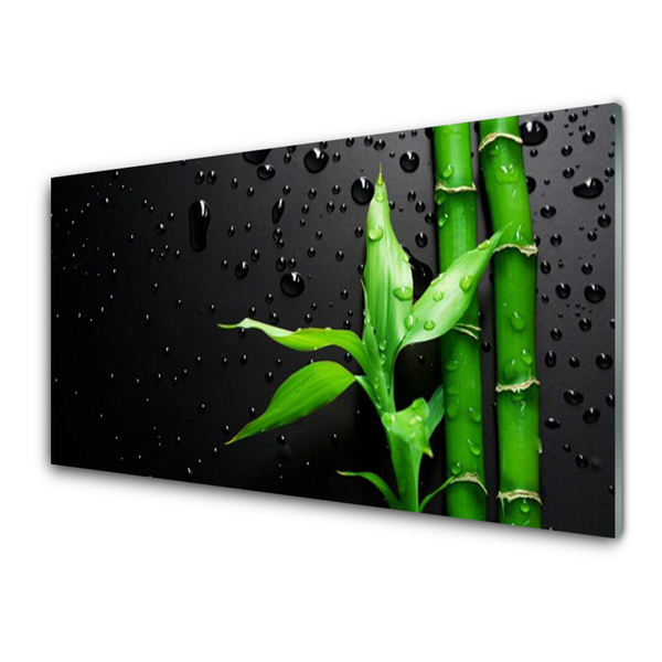 Image sur verre Tableau Bambou feuilles floral vert noir