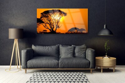 Image sur verre Tableau Arbres soleil nature noir jaune