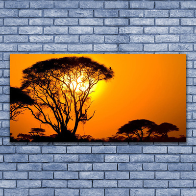 Image sur verre Tableau Arbres soleil nature noir jaune