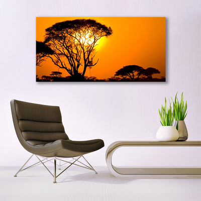 Image sur verre Tableau Arbres soleil nature noir jaune