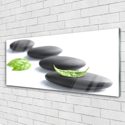 Image sur verre Tableau Pierres art noir vert blanc