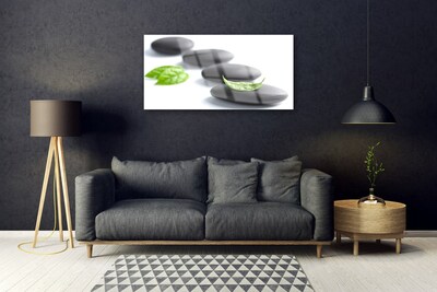 Image sur verre Tableau Pierres art noir vert blanc