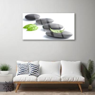 Image sur verre Tableau Pierres art noir vert blanc