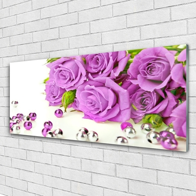 Image sur verre Tableau Roses floral rose