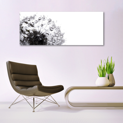Image sur verre Tableau Pissenlit floral gris blanc