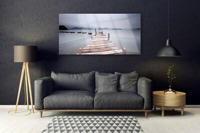 Image sur verre Tableau Pont mer architecture gris