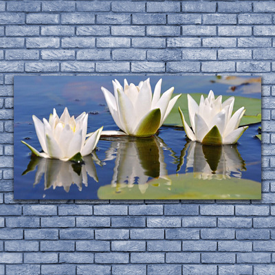 Image sur verre Tableau Fleurs floral blanc vert