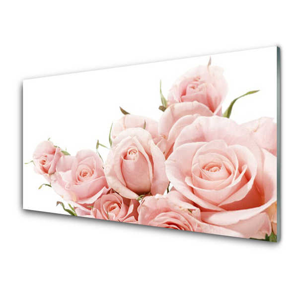 Image sur verre Tableau Roses floral beige blanc