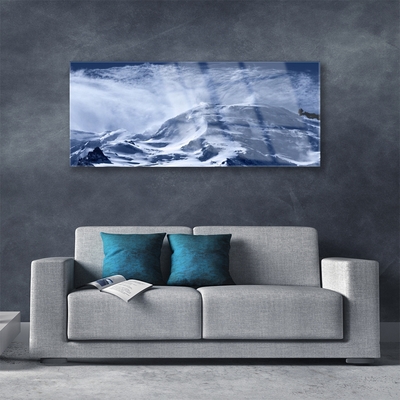 Image sur verre Tableau Montagnes paysage gris blanc