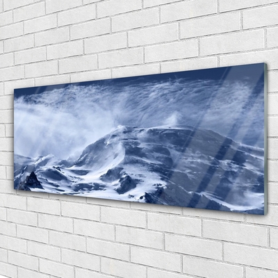 Image sur verre Tableau Montagnes paysage gris blanc