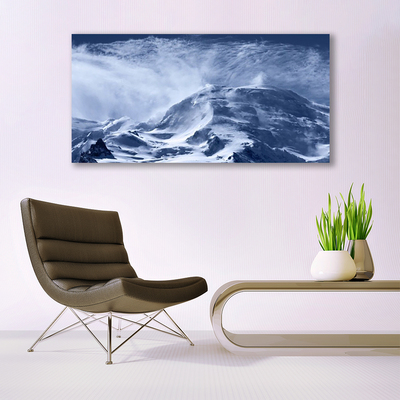 Image sur verre Tableau Montagnes paysage gris blanc