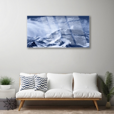 Image sur verre Tableau Montagnes paysage gris blanc