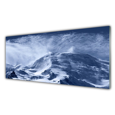 Image sur verre Tableau Montagnes paysage gris blanc