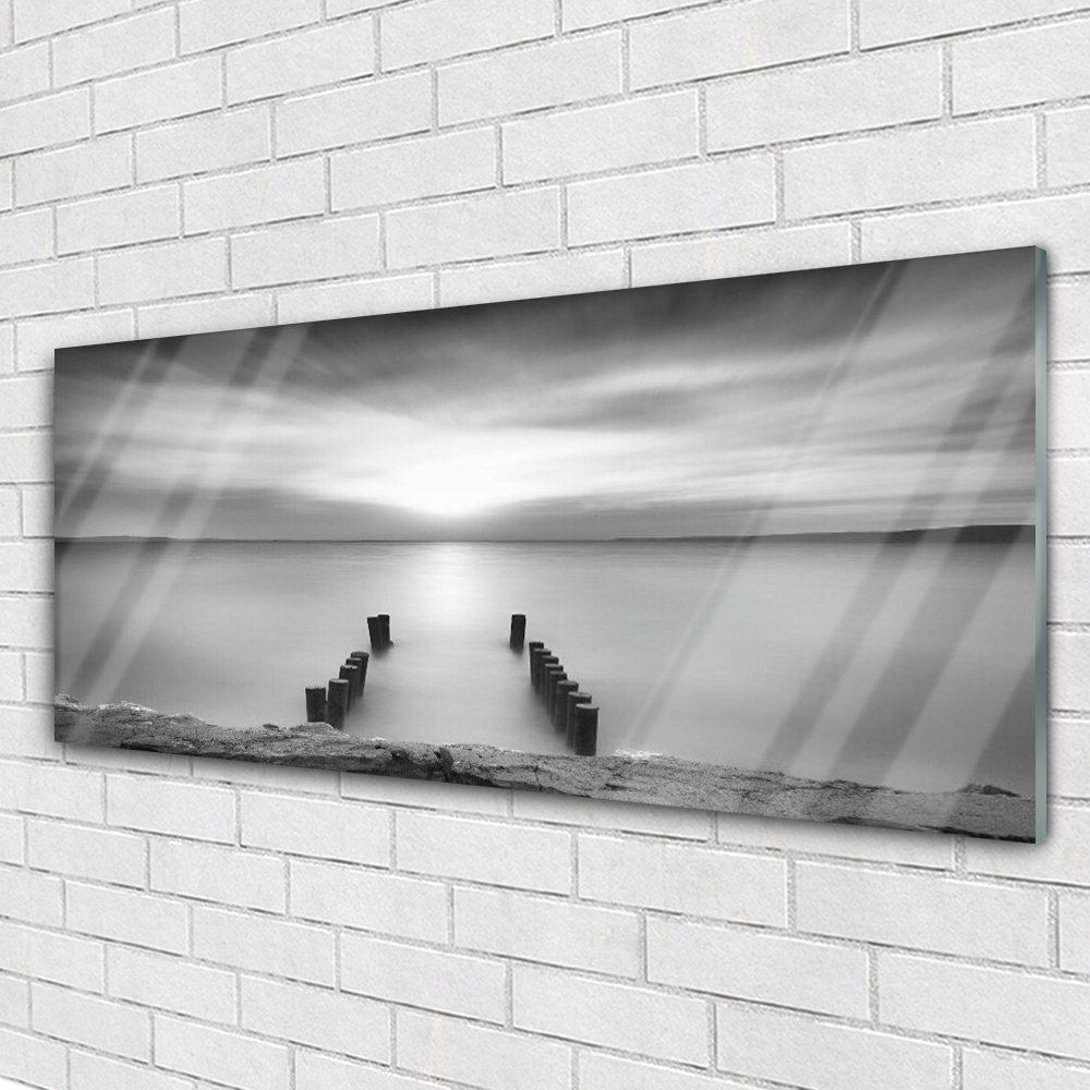 Tulup Tableau Sur Verre Trempé Image 100x50 - Loup Hurlant Pleine Lune