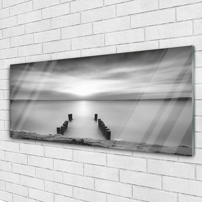 Image sur verre Tableau Mer paysage gris