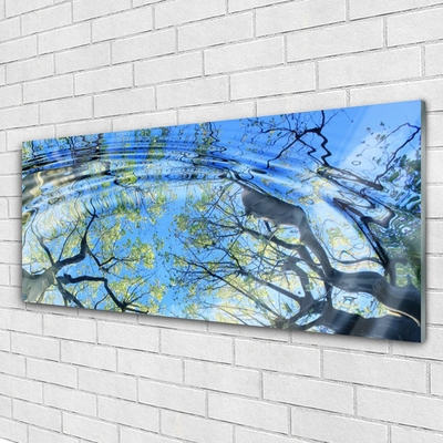 Image sur verre Tableau Eau arbres art bleu brun