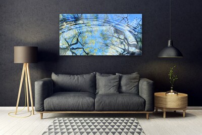 Image sur verre Tableau Eau arbres art bleu brun