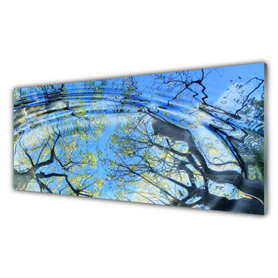 Image sur verre Tableau Eau arbres art bleu brun