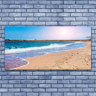 Image sur verre Tableau Mer plage paysage bleu brun