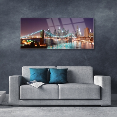 Image sur verre Tableau Pont ville architecture violet brun bleu