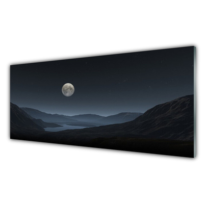 Image sur verre Tableau Nuit lune paysage gris noir