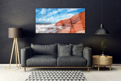 Image sur verre Tableau Mer paysage bleu brun