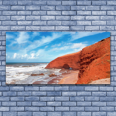 Image sur verre Tableau Mer paysage bleu brun