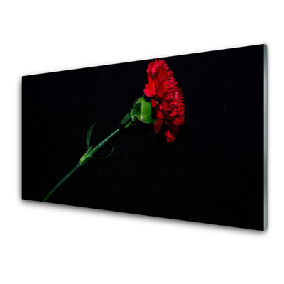 Image sur verre Tableau Fleur floral rouge vert