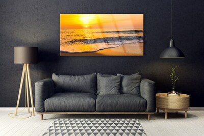 Image sur verre Tableau Mer paysage jaune