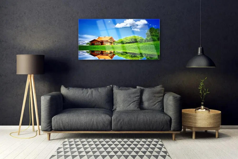 Tableau Moderne Sur Verre 'Herbe' 100x50 Cm - Tulup - Impression Nature - Neuf