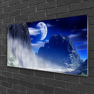 Image sur verre Tableau Montagnes nuit paysage bleu gris
