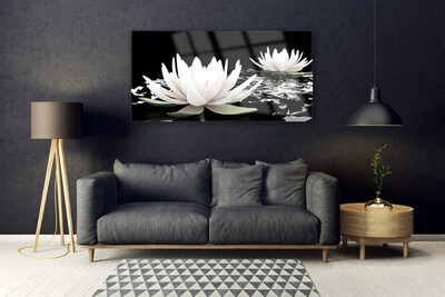 Image sur verre Tableau Fleurs floral blanc noir