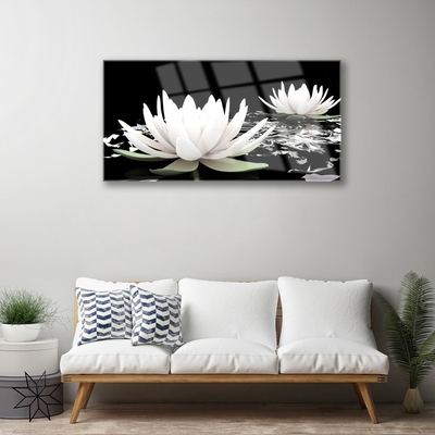 Image sur verre Tableau Fleurs floral blanc noir