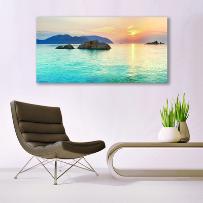 Image sur verre Tableau Mer paysage bleu