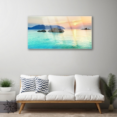 Image sur verre Tableau Mer paysage bleu